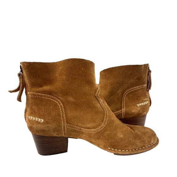 UGG Bandara Tan Suede Ankle Boot 9.5 Cowgirl Western Rodeo Boho Chic Countrycore - Picture 3 of 16